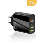   Síťová nabíječka, 5 portů, rychlé nabíjení 65 W, 3 x USB, 2 x Type-C, univerzální kompatibilita